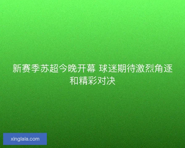 新赛季苏超今晚开幕 球迷期待激烈角逐和精彩对决